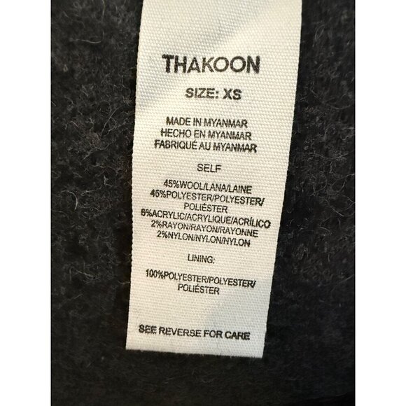 NWT Thakoon Womens‎ Coat Hooded Wool Blend Charcoal Size XS - Picture 8 of 11